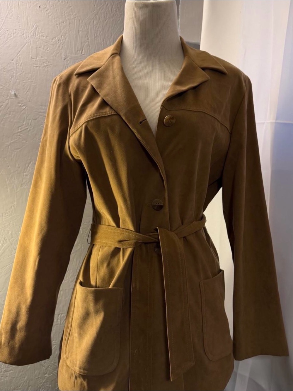Worthington Brown Suede Belted Trench Coat